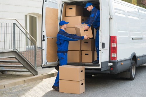 Packed boxes and furniture ready for local house removals