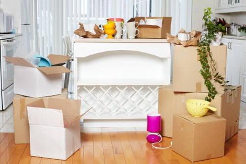 Boxes and household items prepared for a Stockwell home relocation