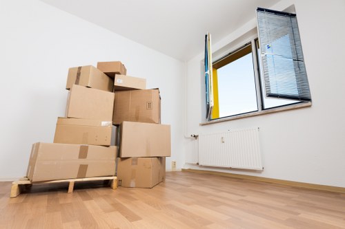 Packed boxes prepared for moving in a Stockwell flat or house
